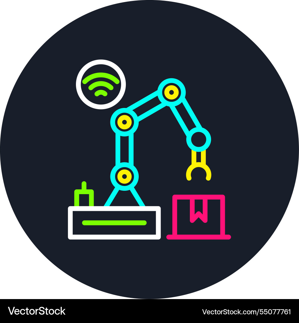 Robot arm line multi color icon Vector Image