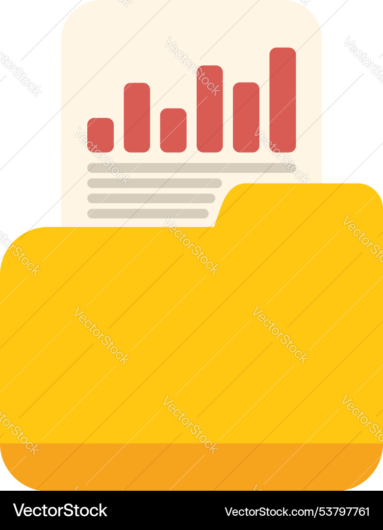 Yellow folder with business report containing data Yellow folder with business report containing data vector image