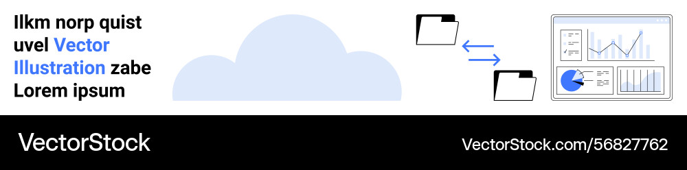 Cloud data transfer and analysis with folder icons Cloud data transfer and analysis with folder icons Vector Image