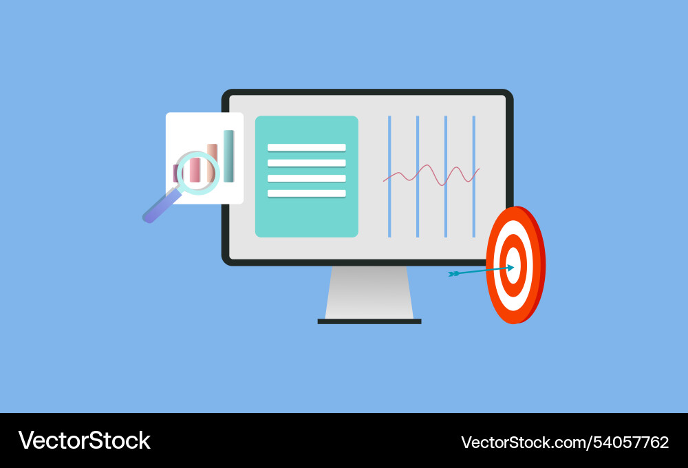 Data analytics seo optimization dashboard Data analytics seo optimization dashboard Vector Image