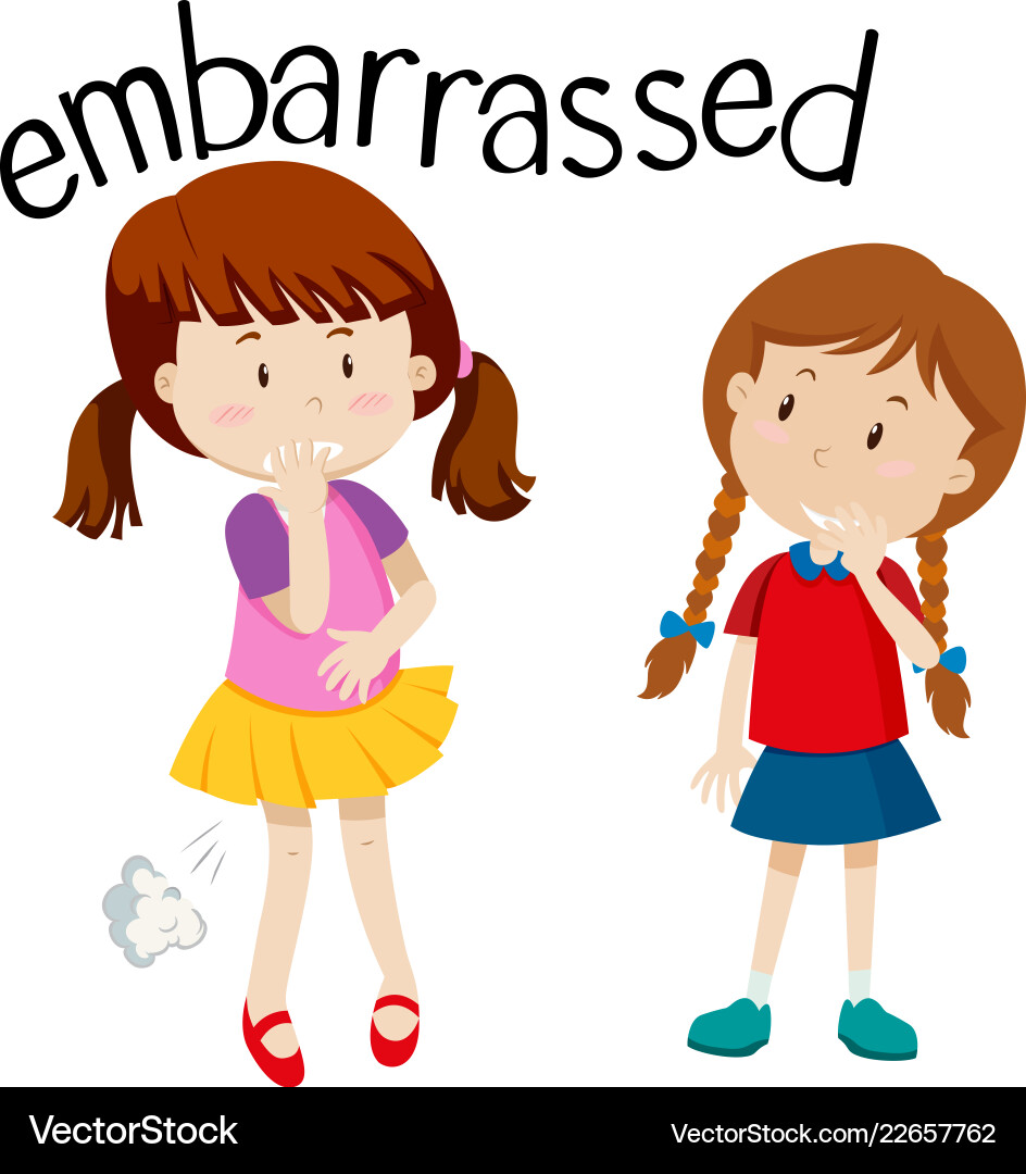 Embarrassed Girl - Cartoon Illustration – Royalty-Free Vector | VectorStock, image size:944x1080