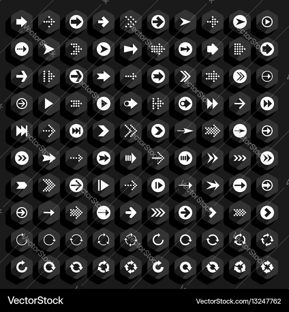Flat arrow icon hexagon web button vector image