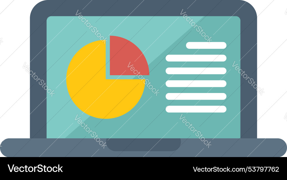 Laptop showing statistical business graph icon Vector Image