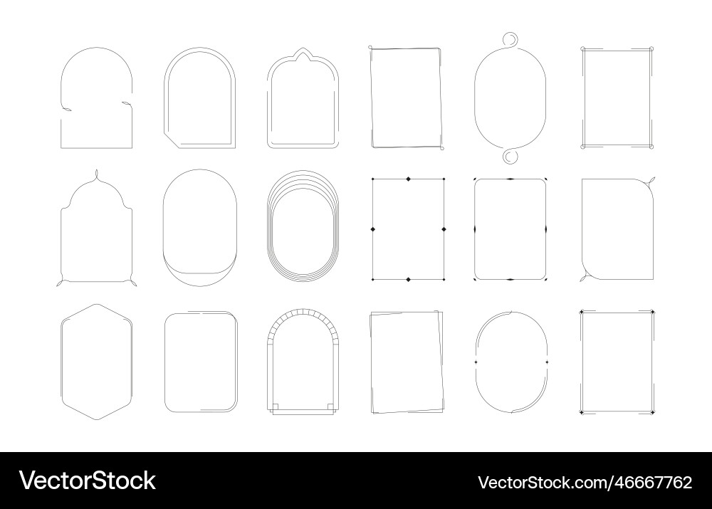 Line boho arch abstract linear border elements Line boho arch abstract linear border elements vector image