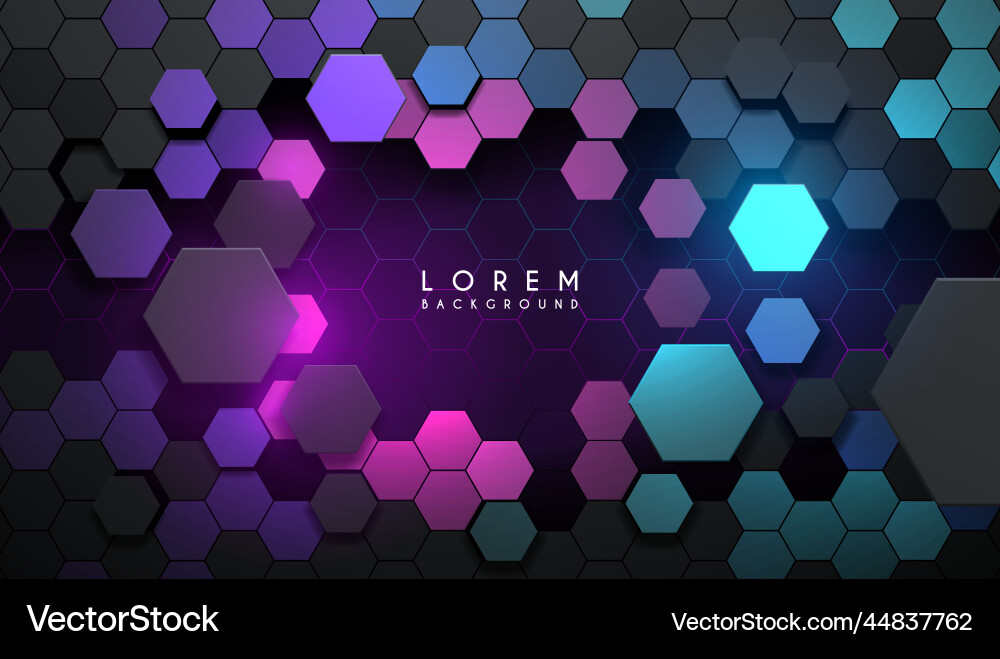 Neon Hexagonal Abstract Background vector image