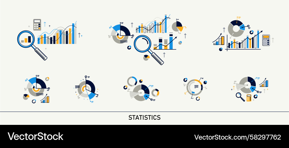 Statistical Charts & Graphs Set Vector Image