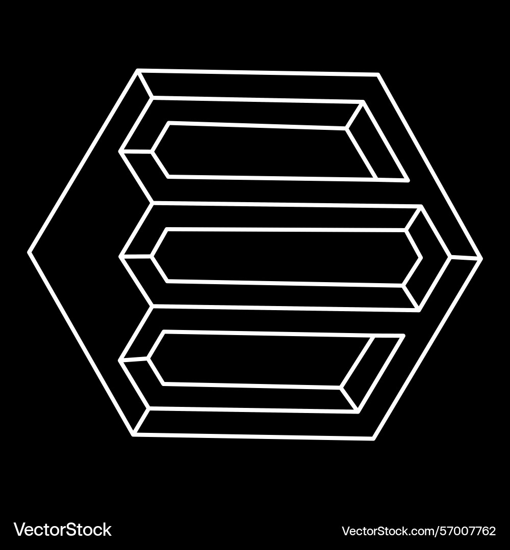 Unreal geometric figures impossible hexagon line vector image