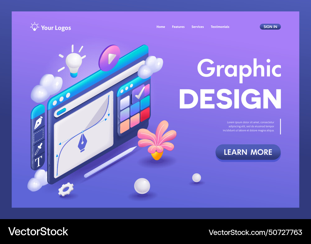 3d isometric cartoon display Royalty Free Vector Image