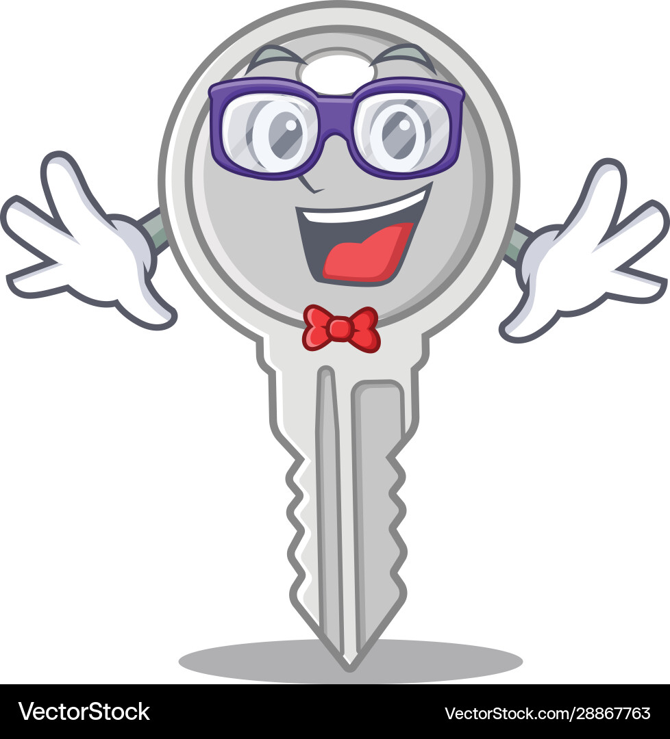 Cartoon character geek in key design vector image