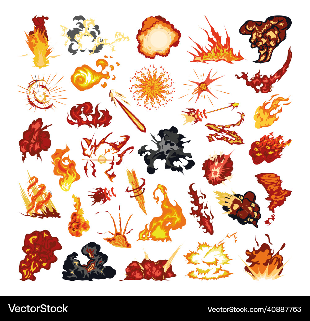 Fire explosion collection Fire explosion collection vector image