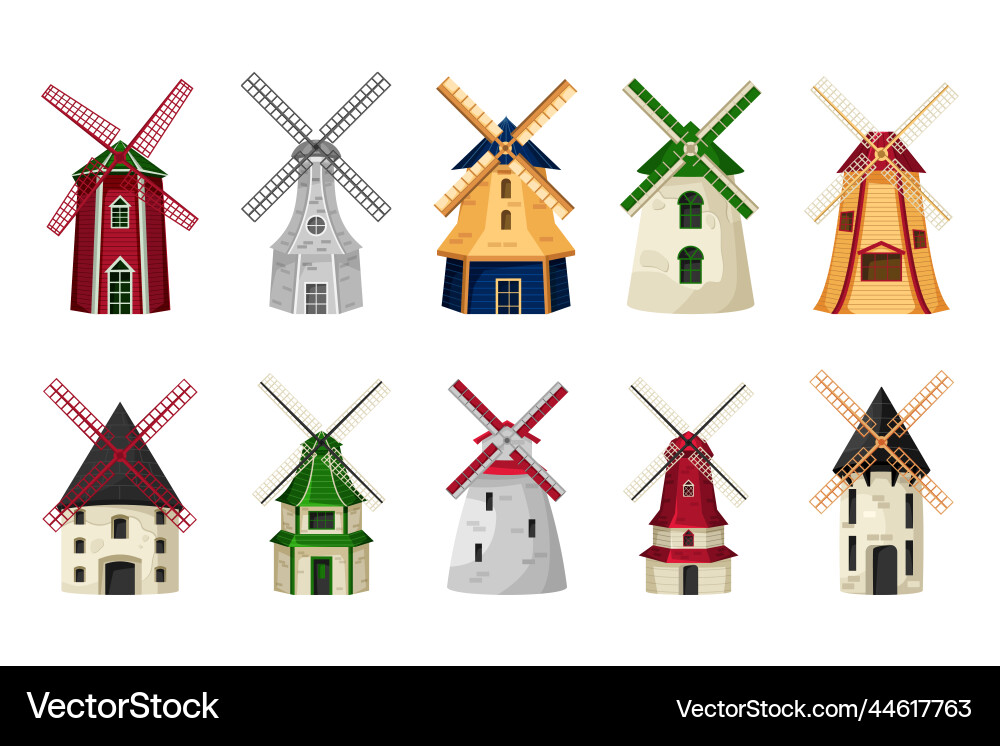 Niederländische Windmühle Holland Bauernhof alte Architektur Niederländische Windmühle Holland Bauernhof alte Architektur vektorbild