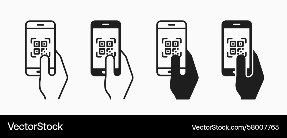 Qr code icon or mobile phone scanning Vector Image