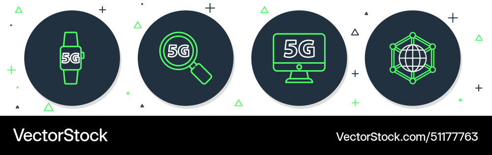 Set line search 5g network monitor with smart Set line search 5g network monitor with smart vector image