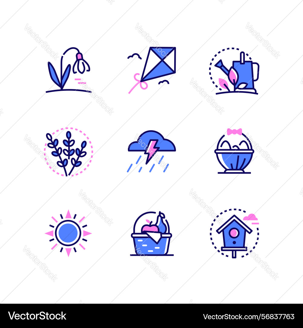 Spring - modern line design style icons set Vector Image