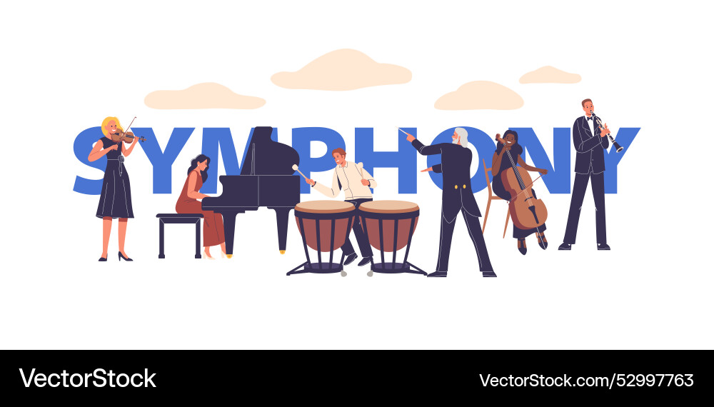 Symphony orchestra playing different instruments Symphony orchestra playing different instruments vector image