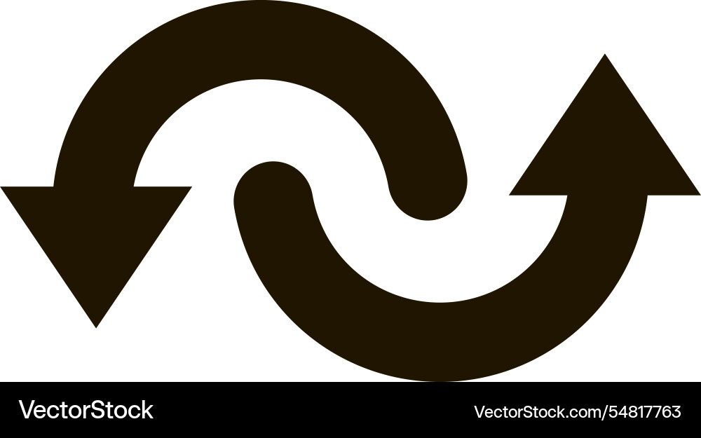 Two curved black arrows are rotating and pointing Two curved black arrows are rotating and pointing vector image