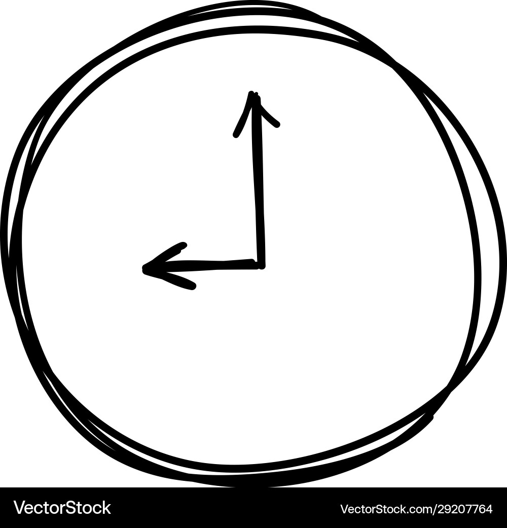 Doodle clock with scribble style isolated Doodle clock with scribble style isolated vector image