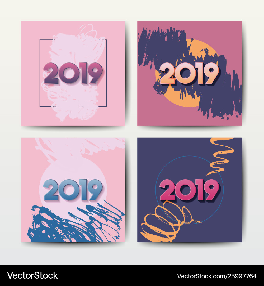 Grunge modern postcards for 2019 new year Grunge modern postcards for 2019 new year vector image