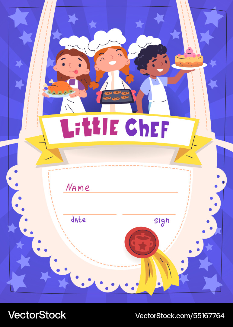 Kids cook certificate child cooking classes Kids cook certificate child cooking classes vector image