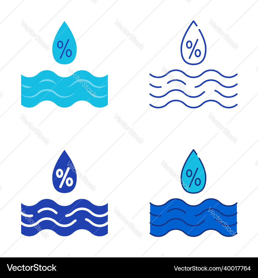 Relative humidity icon set in flat and line style Relative humidity icon set in flat and line style Vector Image