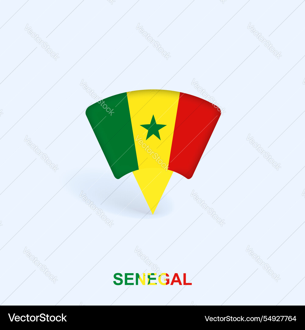 Senegal Flag Map Pointer Design mit Schatten Senegal Flag Map Pointer Design mit Schatten vektorbild