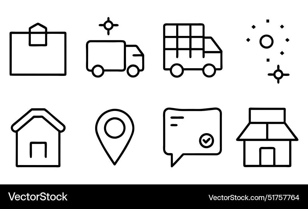 Tracking and delivery items editable stroke Tracking and delivery items editable stroke Vector Image