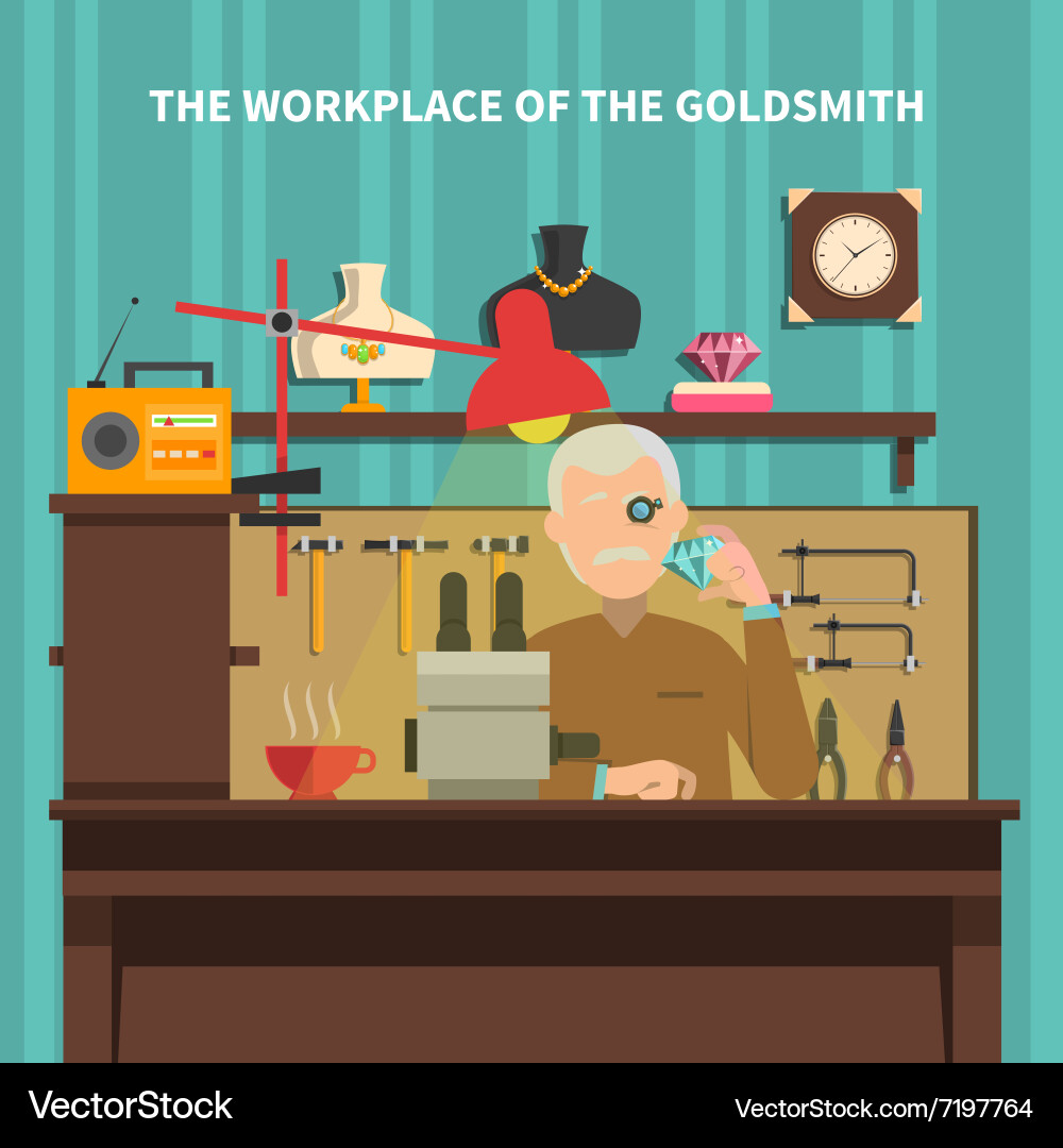 Workplace of goldsmith Royalty Free Vector Image
