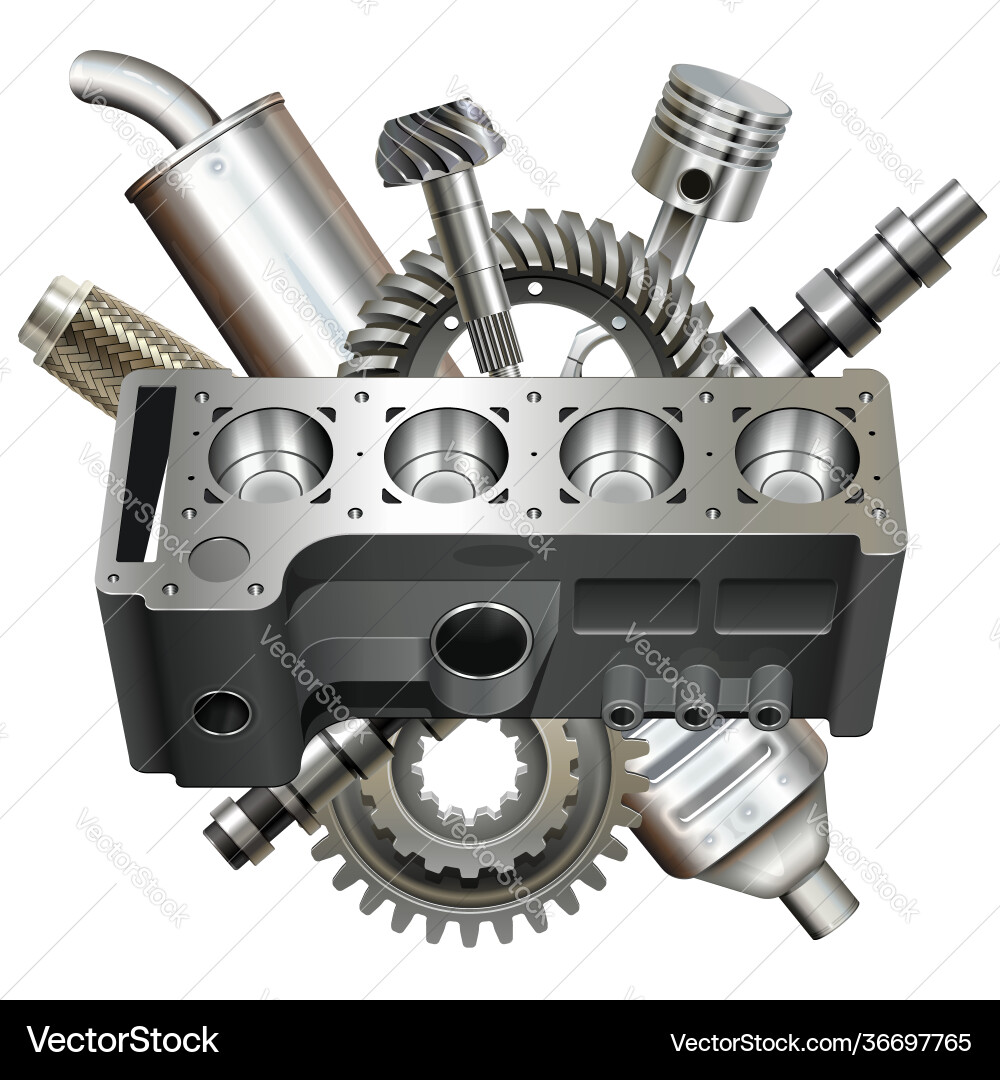 Automotive Engine Components Vector Image