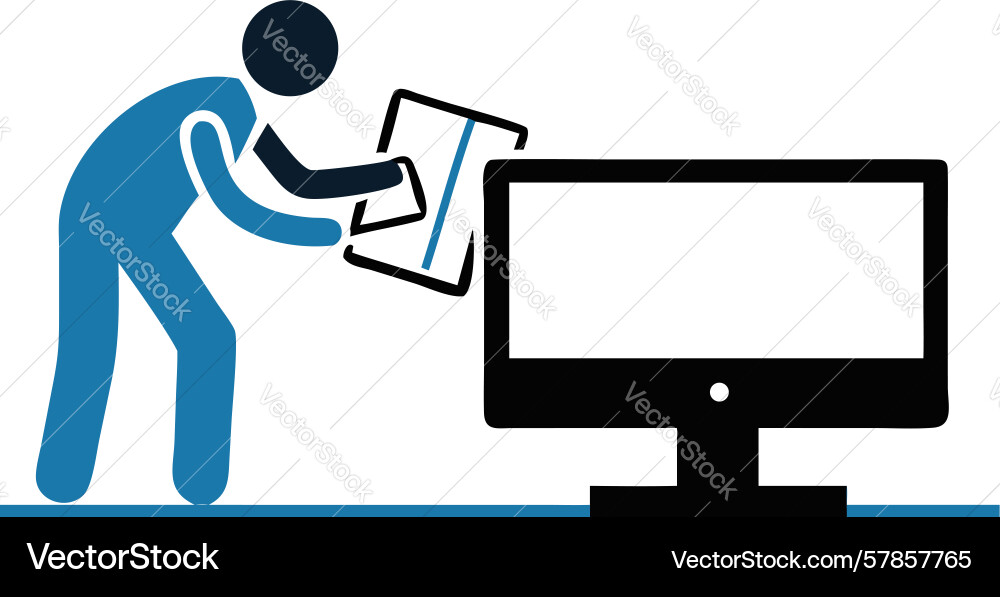 Person troubleshooting computer system design Vector Image