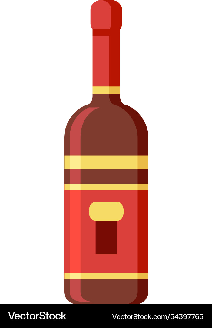 Red wine bottle with blank label gold decorations Red wine bottle with blank label gold decorations vector image