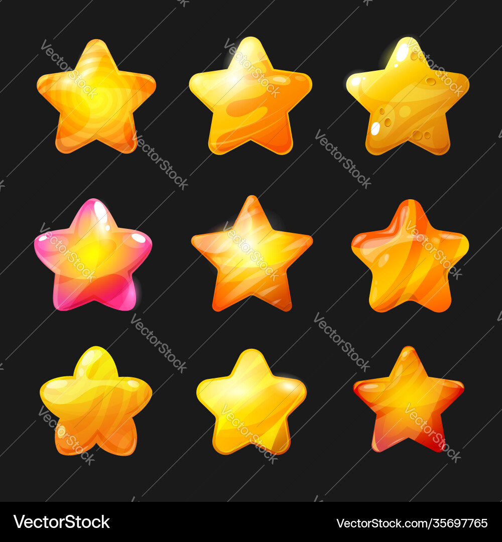 Shiny Star Icons - UI & Game Elements Vector Image