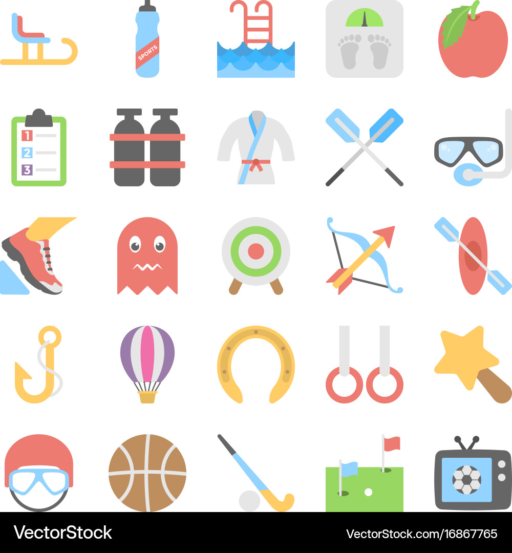 Sports and Games Flat Icons Vector Image