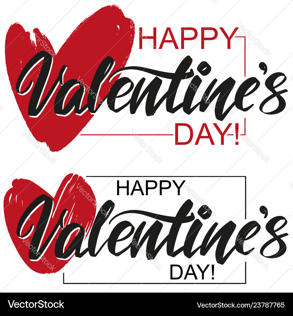 Valentinstag Text & Herzen Vektorbild