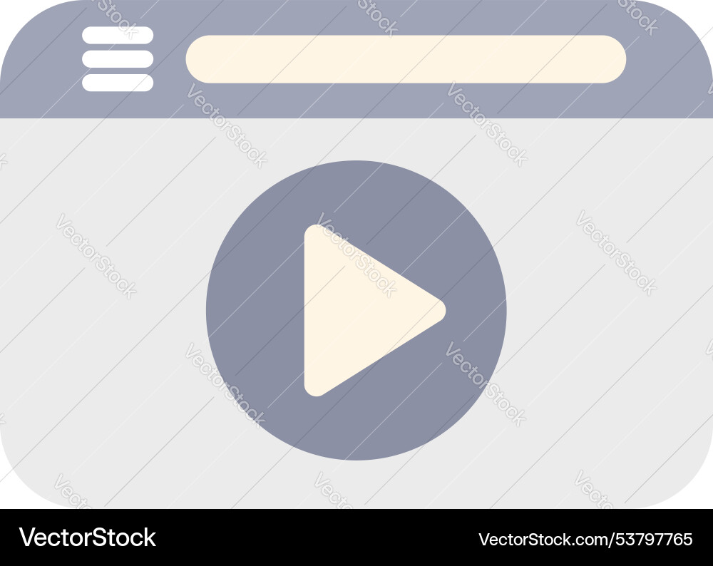 Web browser displaying video streaming service vector image