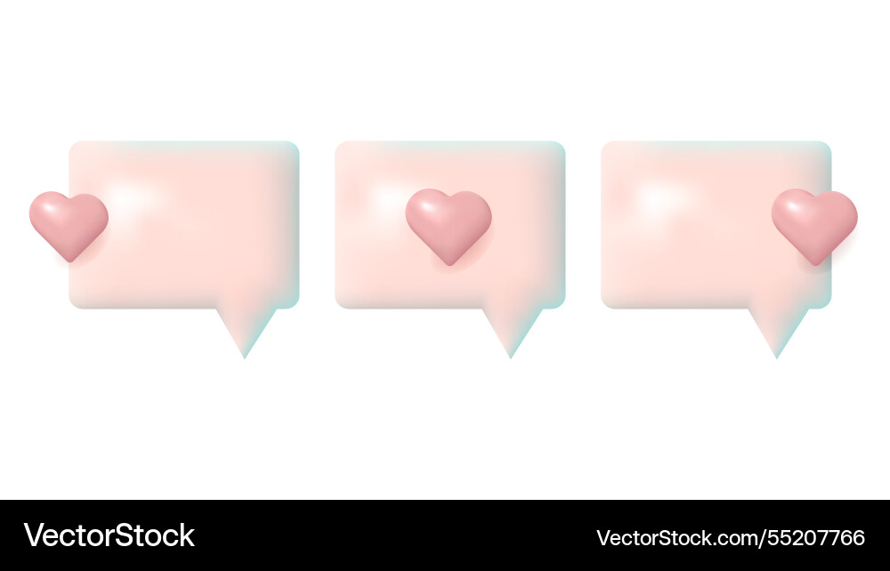 3d speech bubbles different shapes message icon 3d speech bubbles different shapes message icon Vector Image