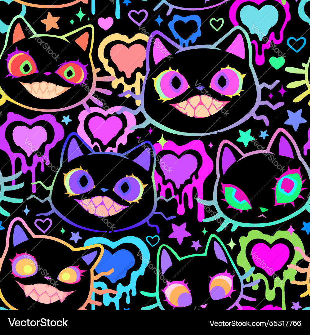 Bright multicolored pattern with crazy smiling Bright multicolored pattern with crazy smiling vector image