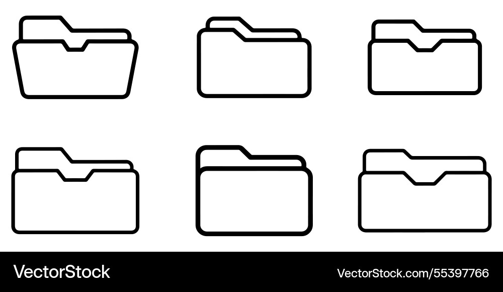 Folder icon design element file outline set vector image