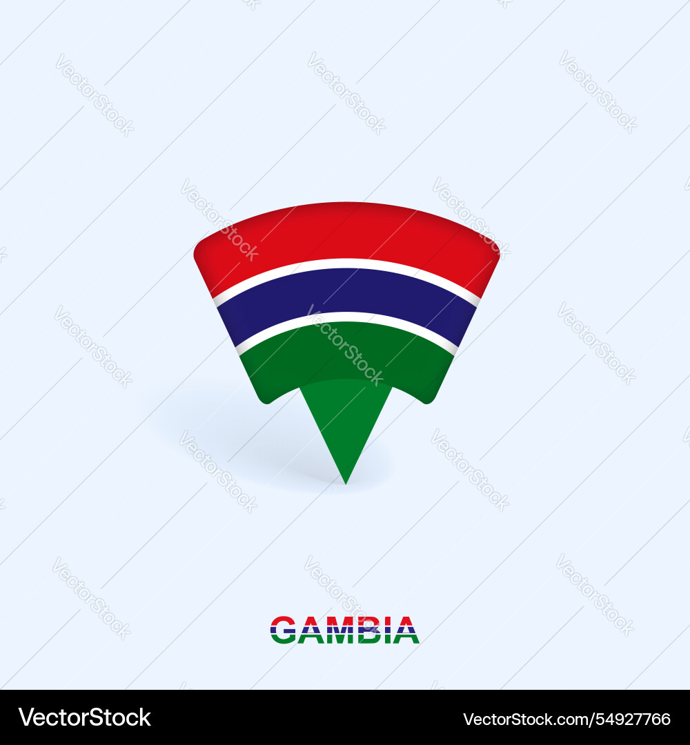 Gambia flag map pointer design with shadow Gambia flag map pointer design with shadow Vector Image