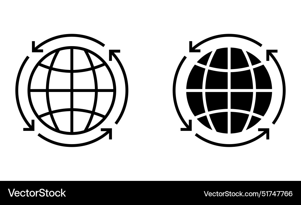 Globe with circle arrow internet loading icon Globe with circle arrow internet loading icon Vector Image