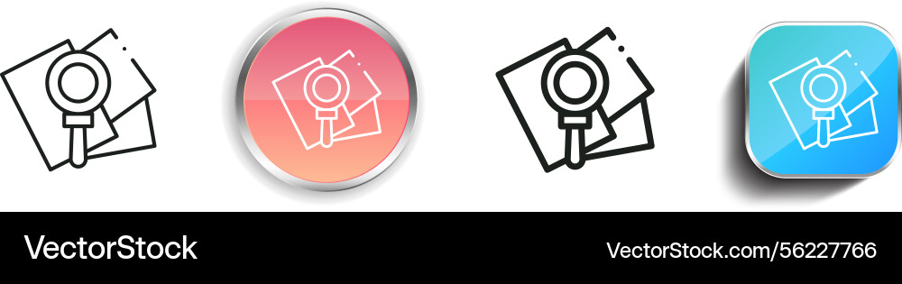 Magnifier icon thin linear regular and button Magnifier icon thin linear regular and button vector image