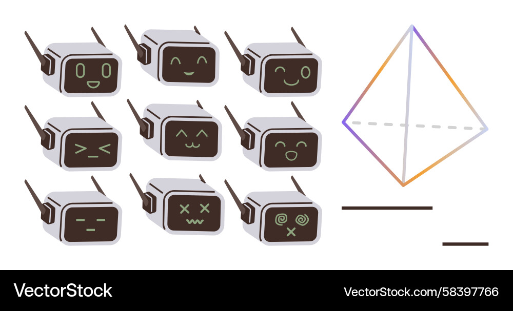 Robot Faces Displaying Emotions Vector Image
