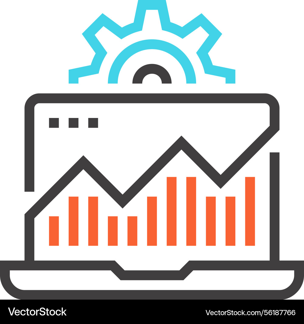 System monitoring flat line web icon concept System monitoring flat line web icon concept vector image