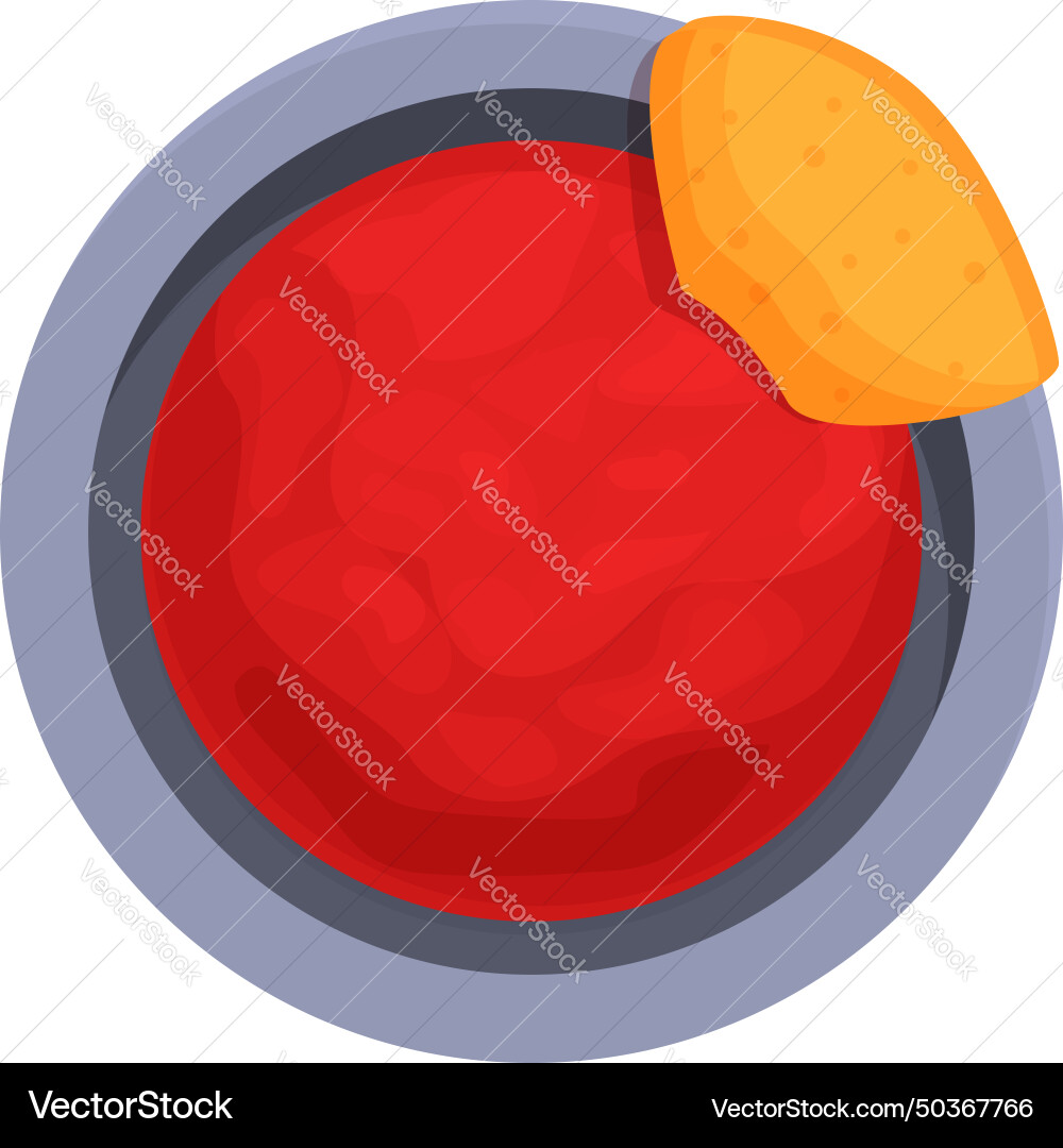 Top view soup icon cartoon nachos food Top view soup icon cartoon nachos food vector image