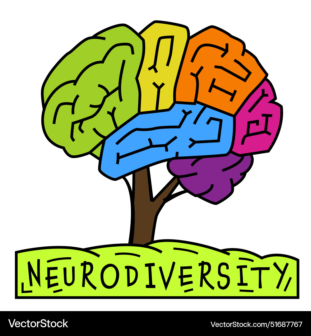 Brain in a shape of tree vibrant spectrum Brain in a shape of tree vibrant spectrum Vector Image