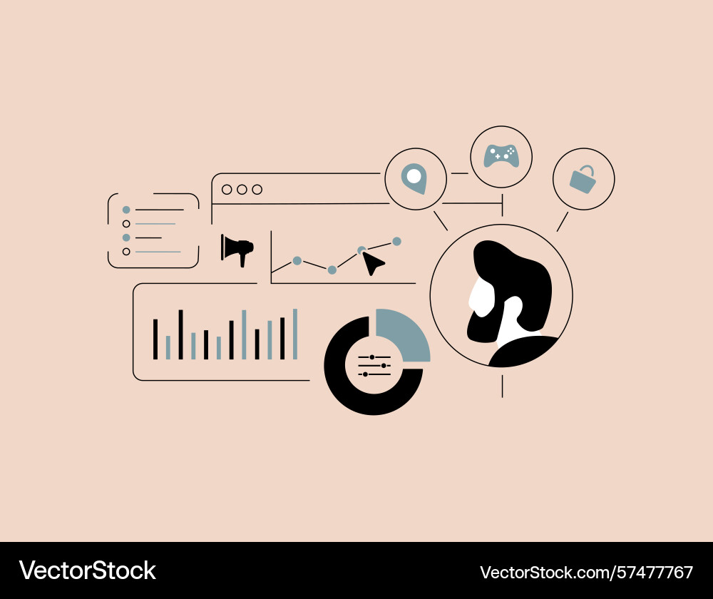 Data-driven personalization - marketers use vector image