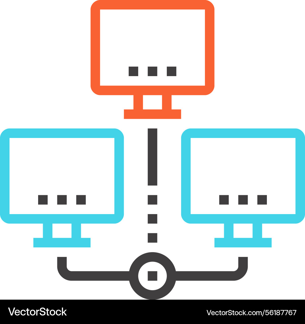 Distributed database flat line web icon concept Distributed database flat line web icon concept vector image