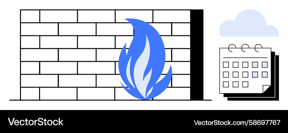 Firewall Security with Flame Vector Image