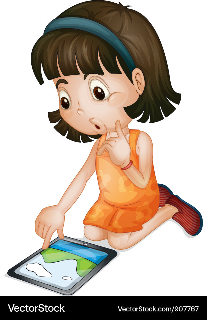 Girl with Tablet vector image