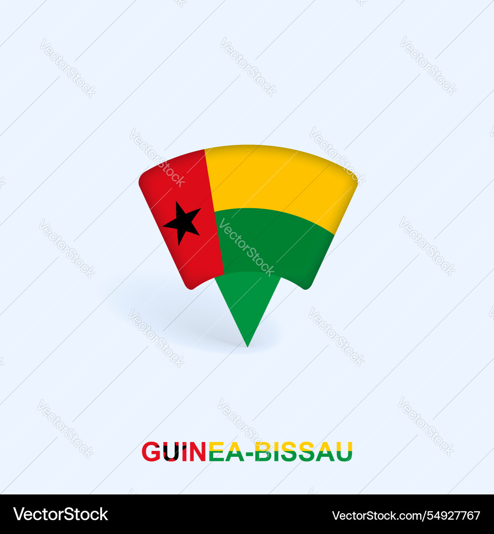 Guinea-bissau flag map pointer design with shadow vector image