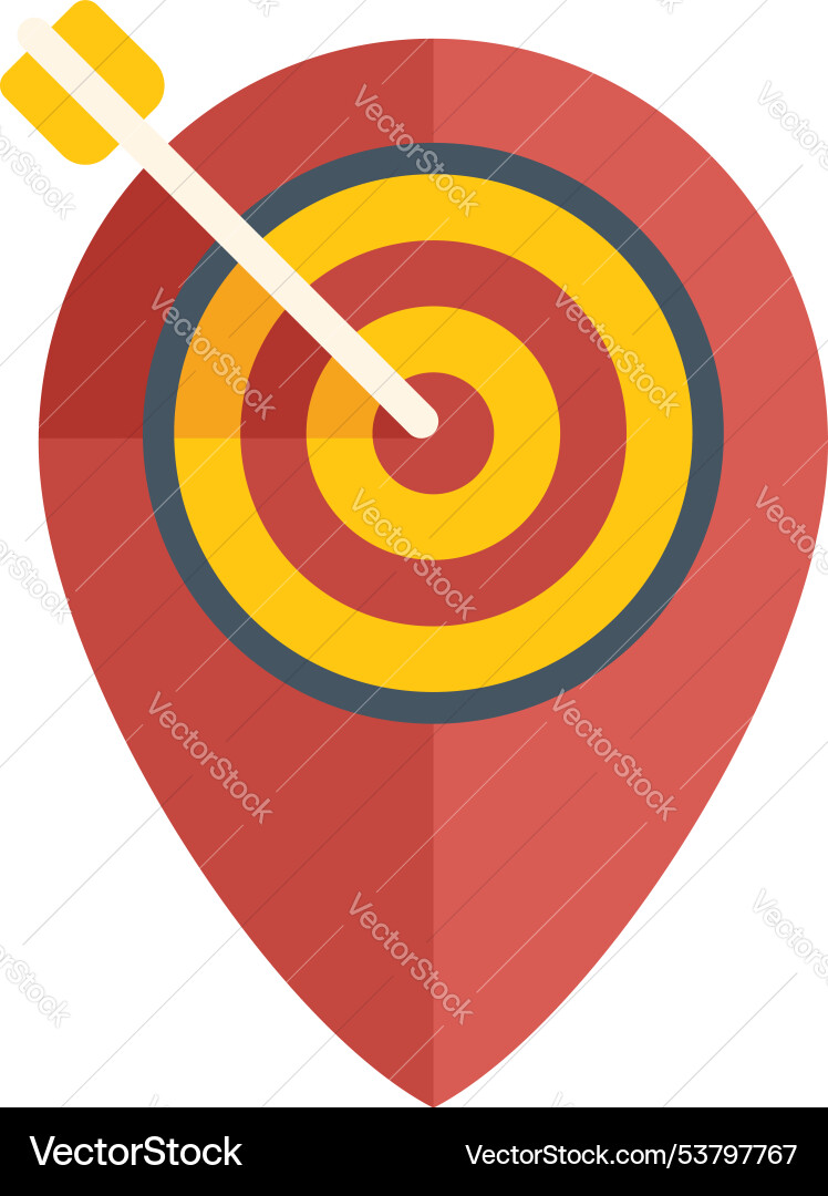 Location pin pointing the target with arrow Location pin pointing the target with arrow vector image